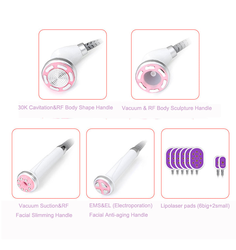 30K S Shape Ultrasonic Cavitation Machine Ultrasound&RF EMS Electroporation Vacuum Suction Lipo Laser Body Face Care Multifunction Slim Machine