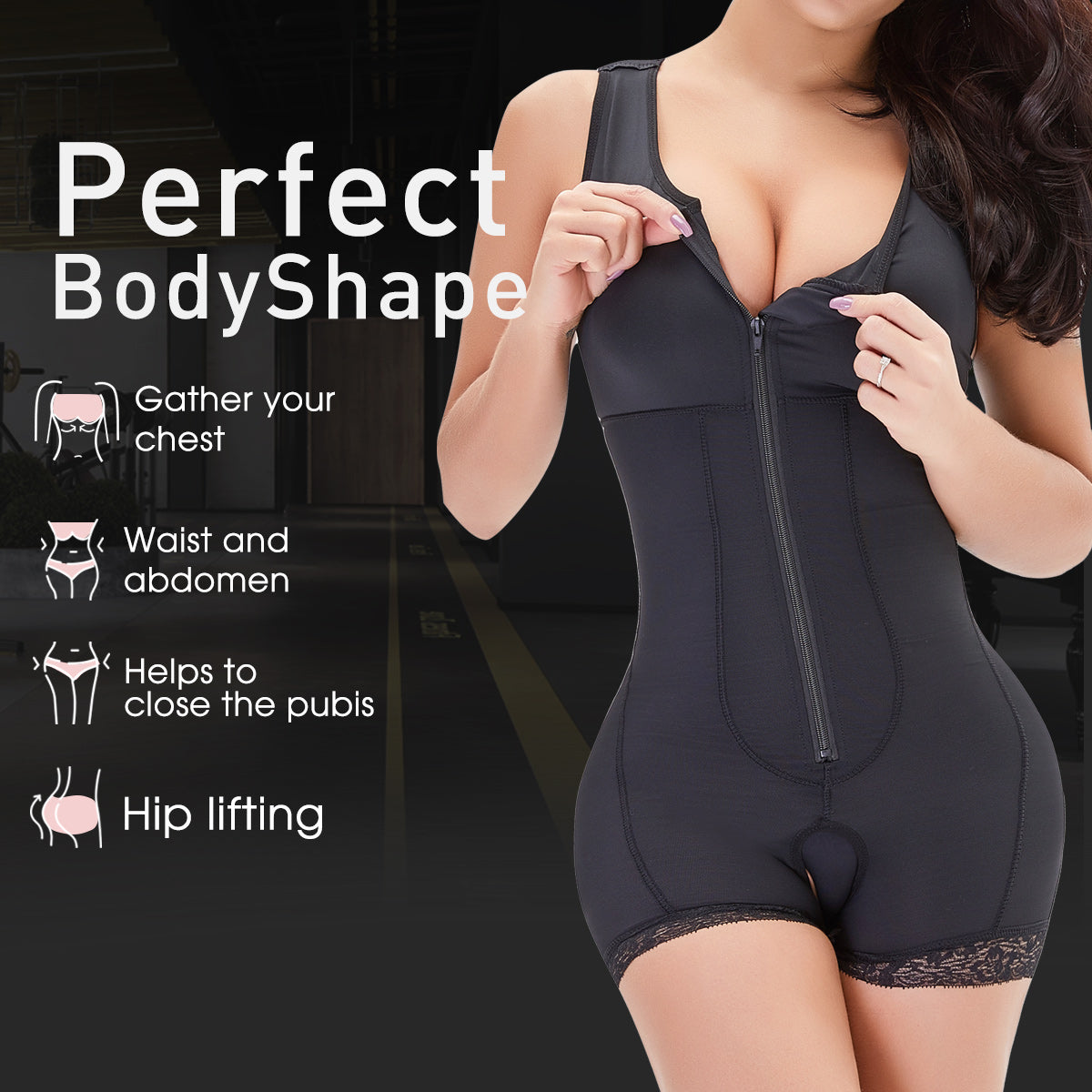 Wholesale Women Corset Plus Size Shaper Shorts Black Bodysuit Slimming Zipper Bustiers