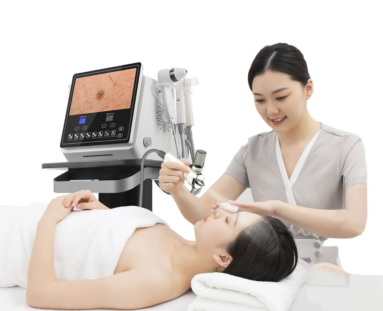 8 in1 hydra dermabrasion oxygen jet facial machine with skin detection