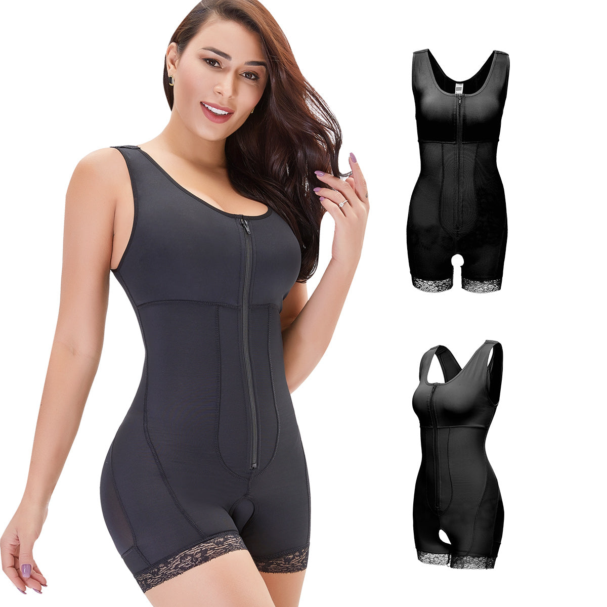 Wholesale Women Corset Plus Size Shaper Shorts Black Bodysuit Slimming Zipper Bustiers