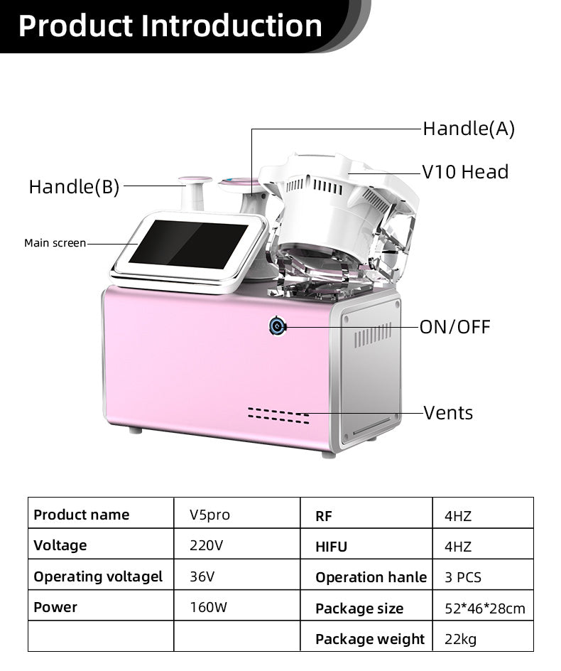 Skin tightening Ultrasound Focused RF body slimming cellulite removal fat removal vacuum RF cavitation v5 pro machine