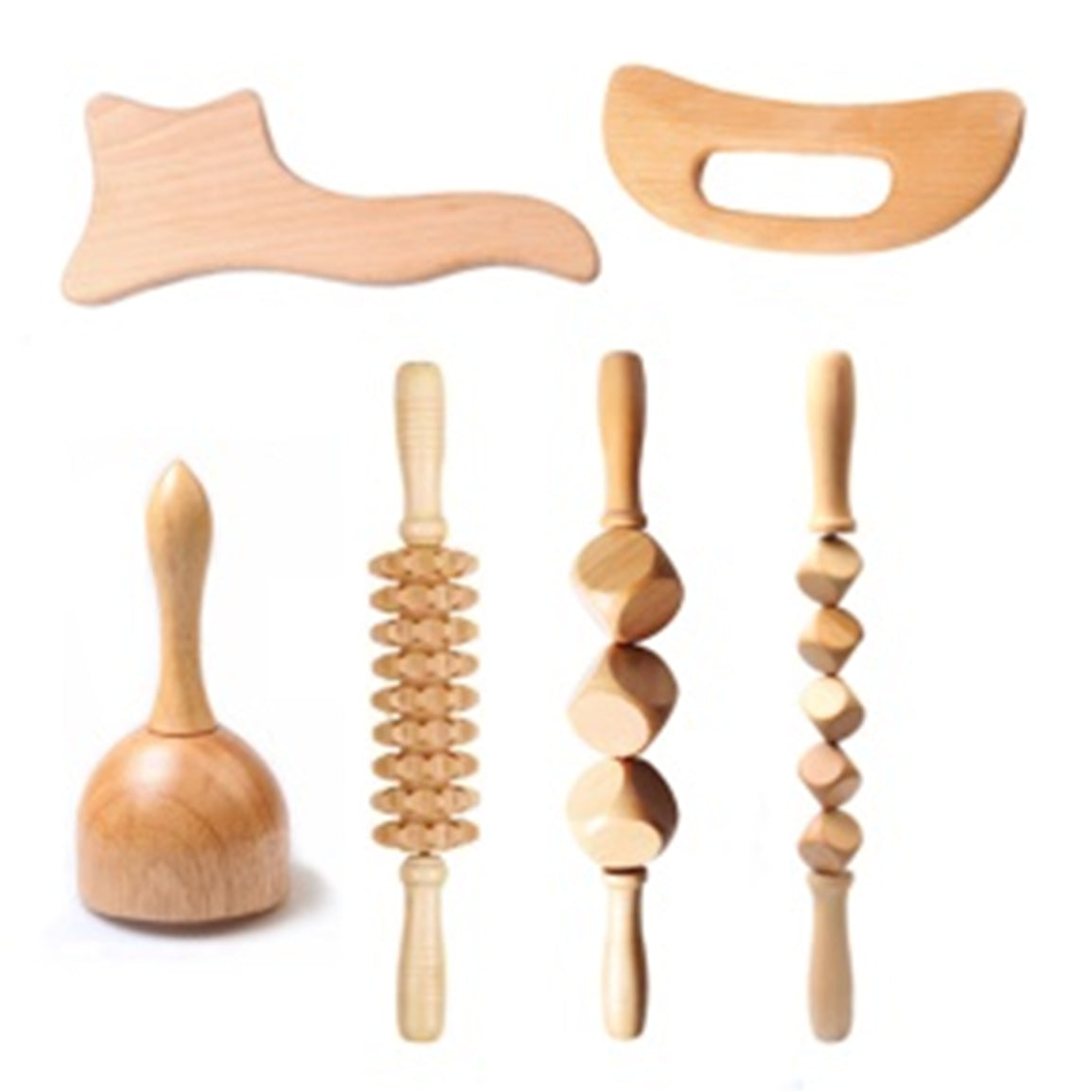 Wood Massage Stick Wood Roller Lymphatic Drainage Massager  kit Wood Therapy Massage Tools