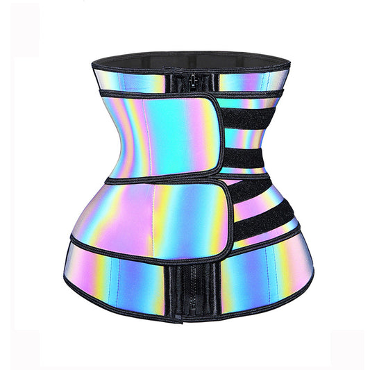 MOQ 30 PCS Waist Trainer 9 Steel Bone Underbust Laser Waist Trainer Shaper Reflective Waist Trainer