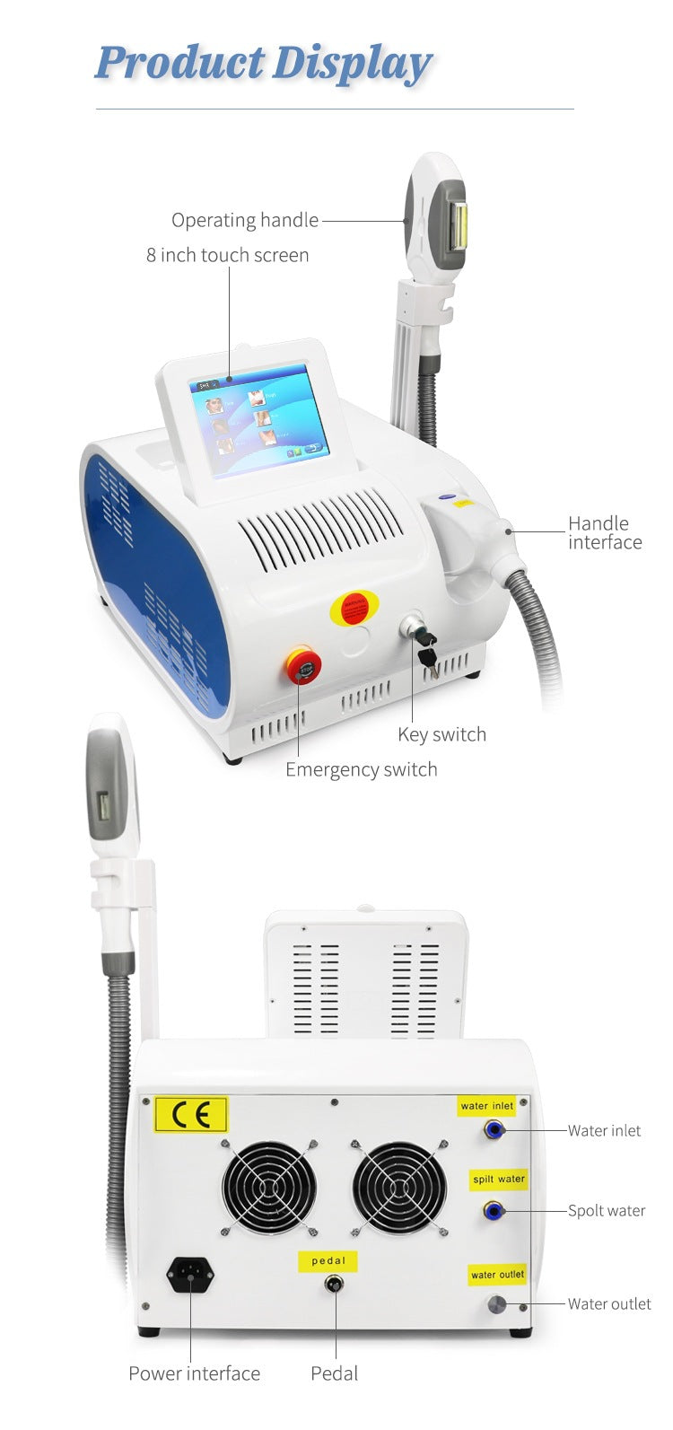 Best portable ipl opt shr shr opt e light handset lamp handle maquina depiladora laser ipl hair removal hair removing machine