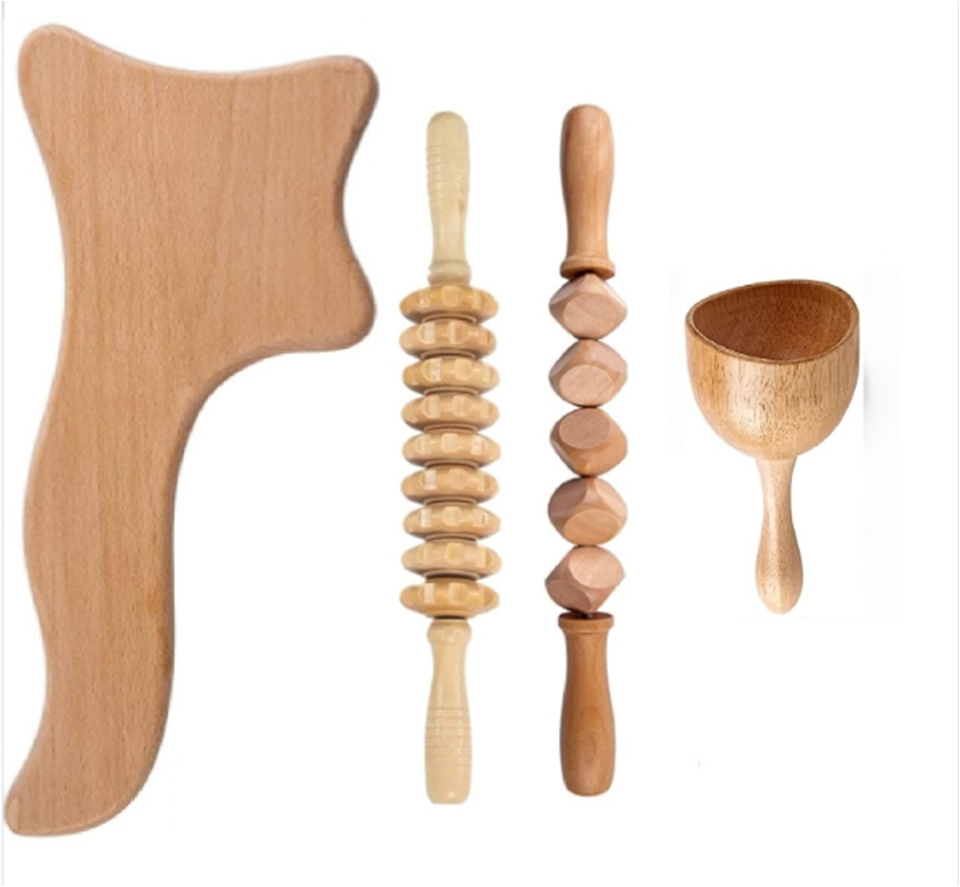 Wood Massage Stick Wood Roller Lymphatic Drainage Massager  kit Wood Therapy Massage Tools