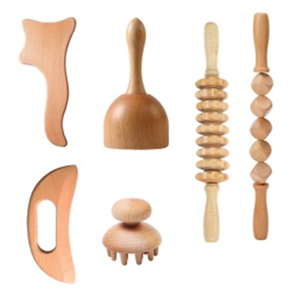 Wood Massage Stick Wood Roller Lymphatic Drainage Massager  kit Wood Therapy Massage Tools