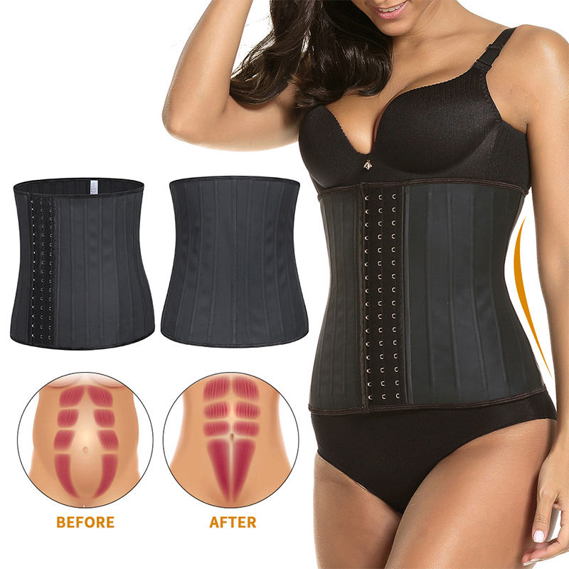 latex 25 Steel Bone3 Rows Hooks latex tummy wrap Waist Trainer Waist Cincher Corset Girdle Shaper