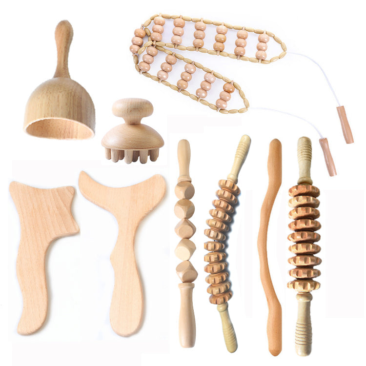 Wood Massage Stick Wood Roller Lymphatic Drainage Massager  kit Wood Therapy Massage Tools